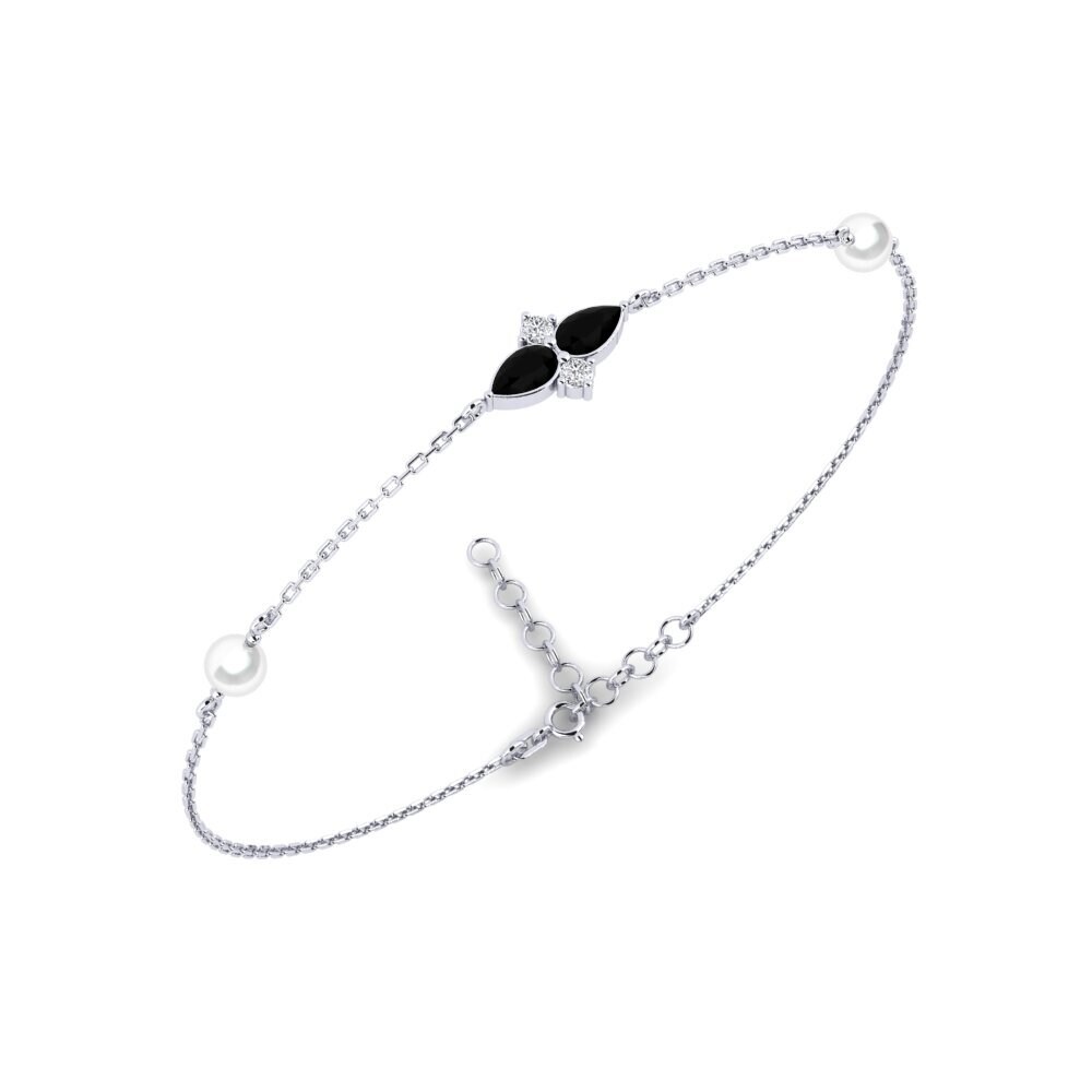 950 Platinum Black Diamond Women's Bracelet Eiffel