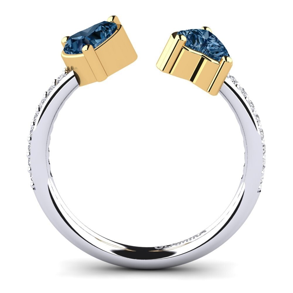 18ct White & Yellow Gold Blue Diamond Engagement Ring Eionia