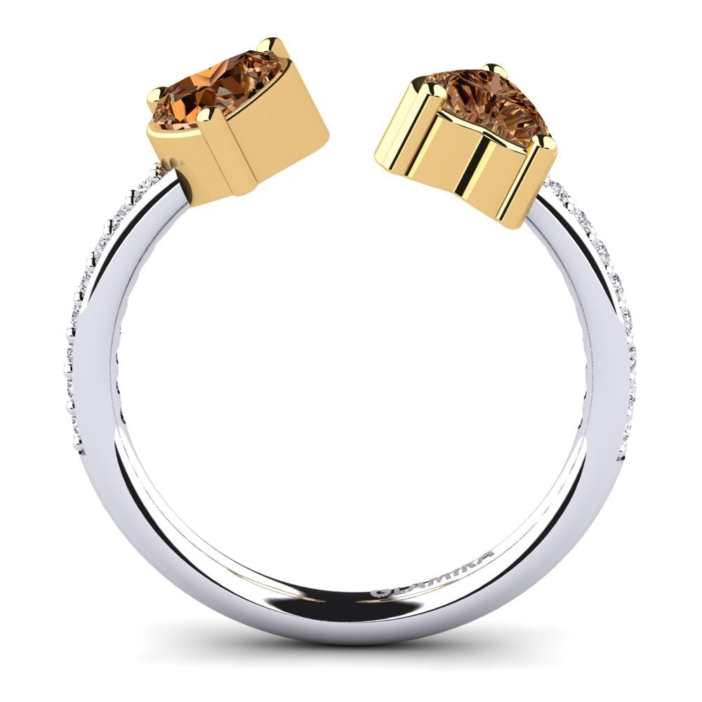 18ct White & Yellow Gold Brown Diamond Engagement Ring Eionia