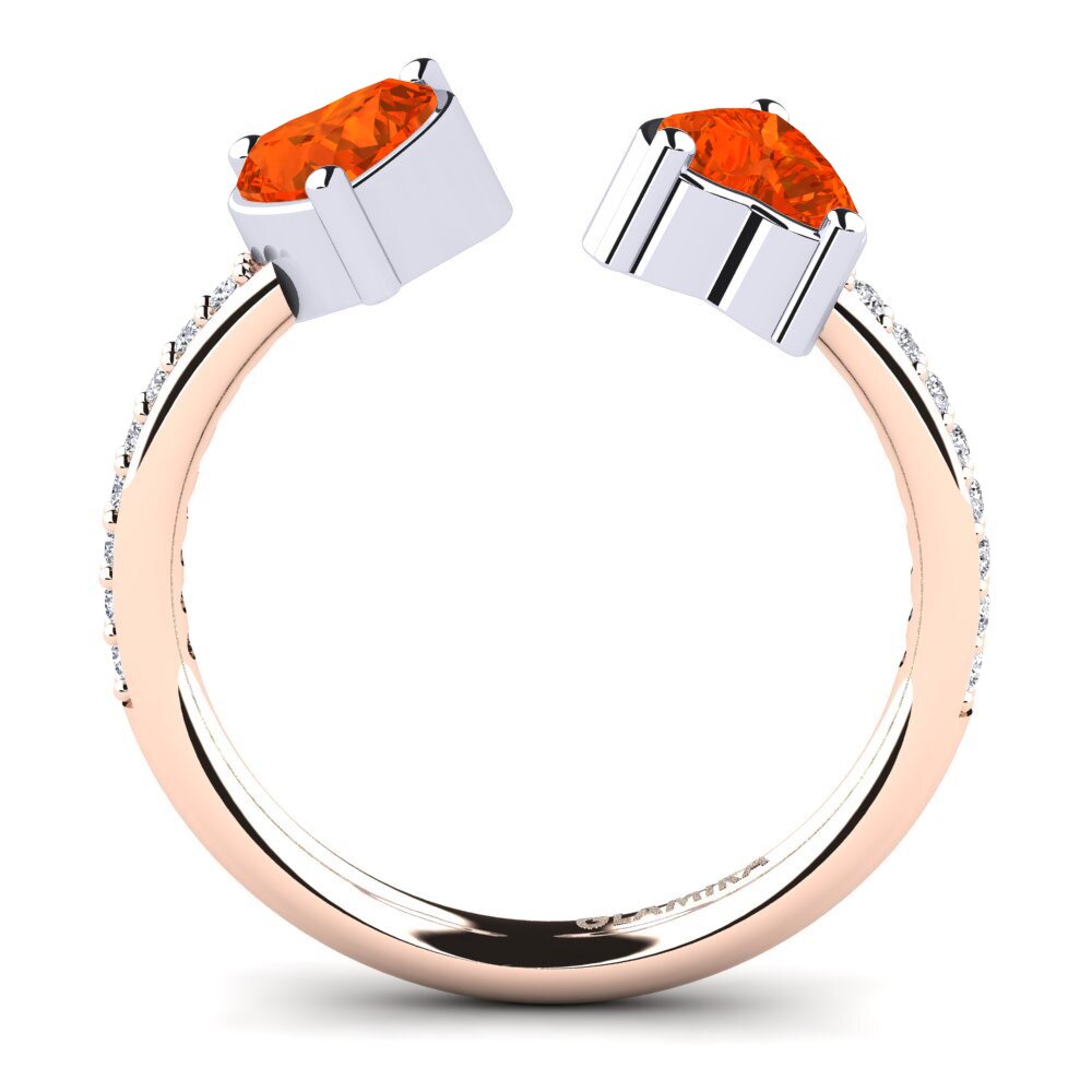 18ct Rose & White Gold Fire Opal Engagement Ring Eionia