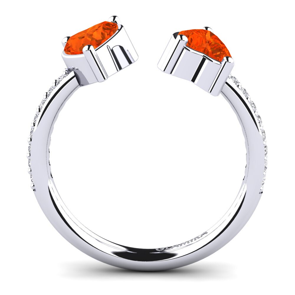 White Silver Fire Opal Engagement Ring Eionia