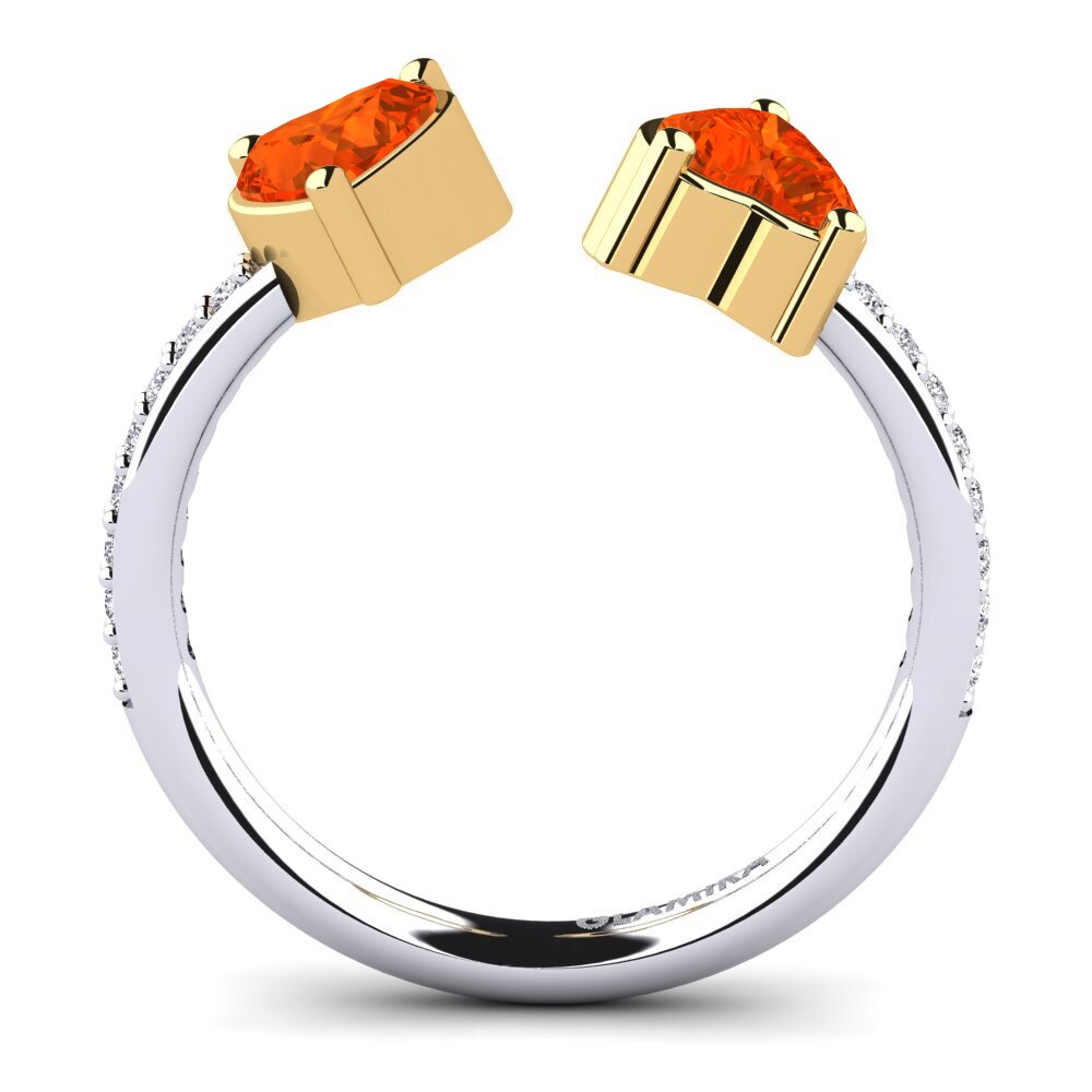 18ct White & Yellow Gold Fire Opal Engagement Ring Eionia