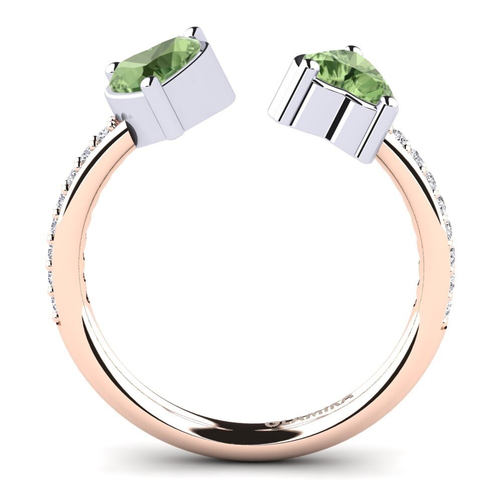 18ct Rose & White Gold Green Sapphire Engagement Ring Eionia