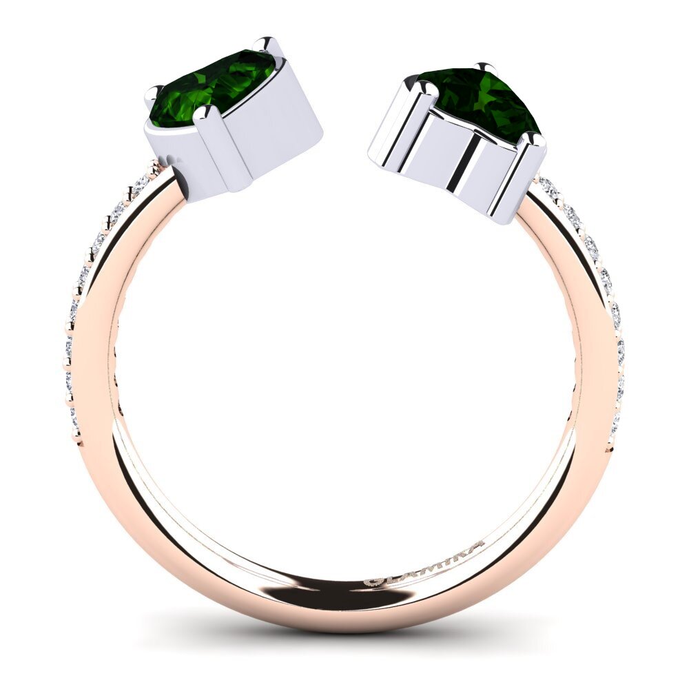 18ct Rose & White Gold Green Tourmaline Engagement Ring Eionia