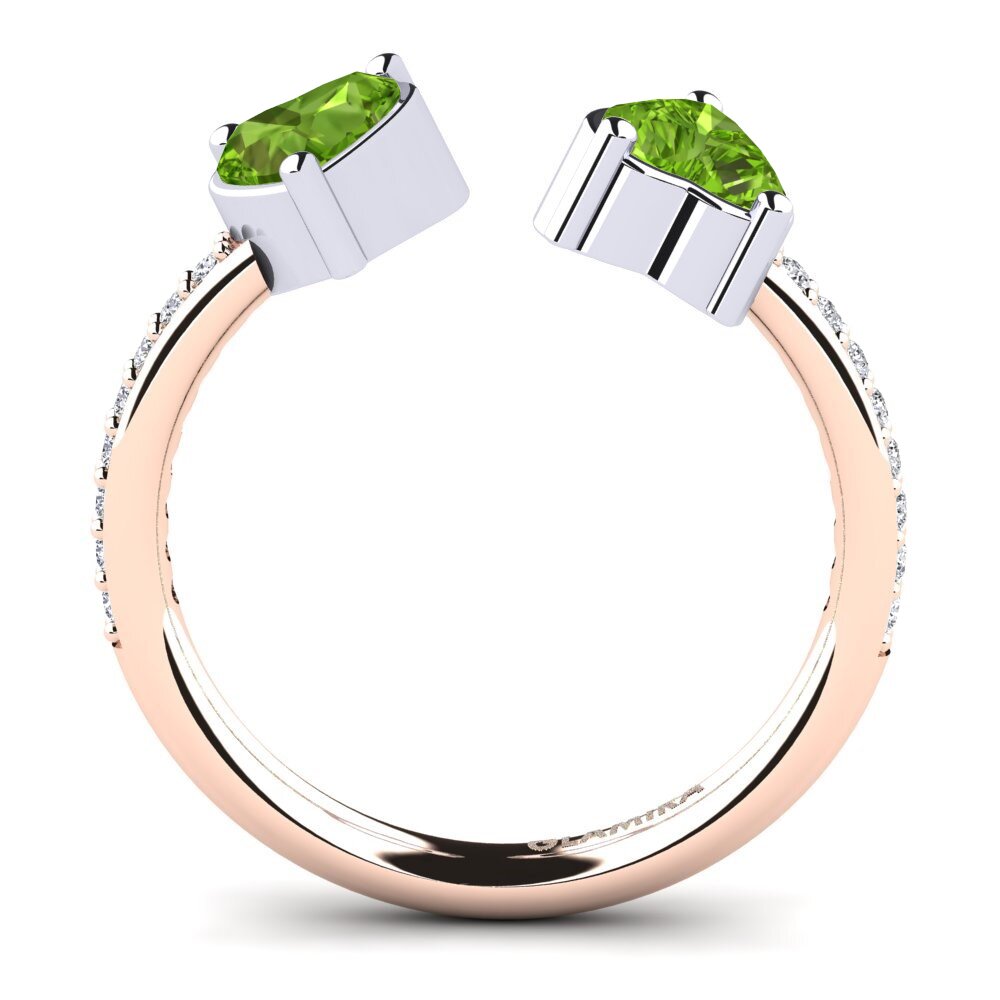 18ct Rose & White Gold Peridot Engagement Ring Eionia