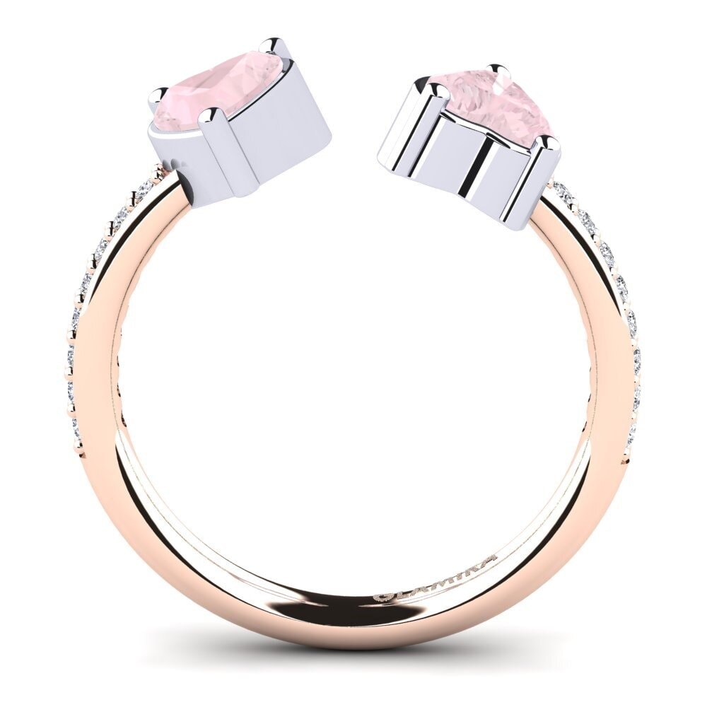 18ct Rose & White Gold Rose Quartz Engagement Ring Eionia