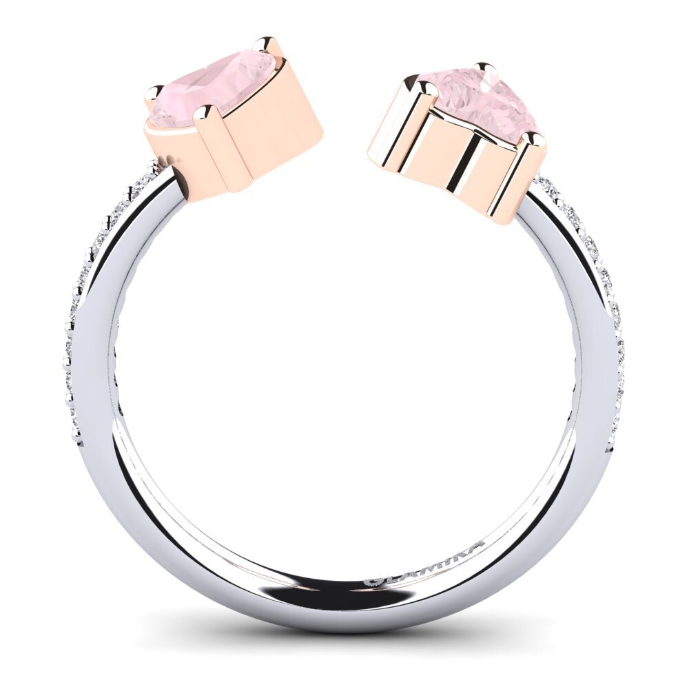 18ct White & Rose Gold Rose Quartz Engagement Ring Eionia