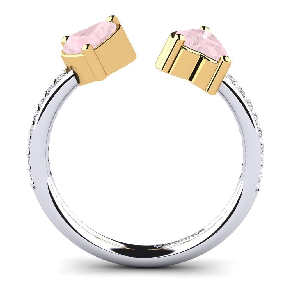 18ct White & Yellow Gold Rose Quartz Engagement Ring Eionia