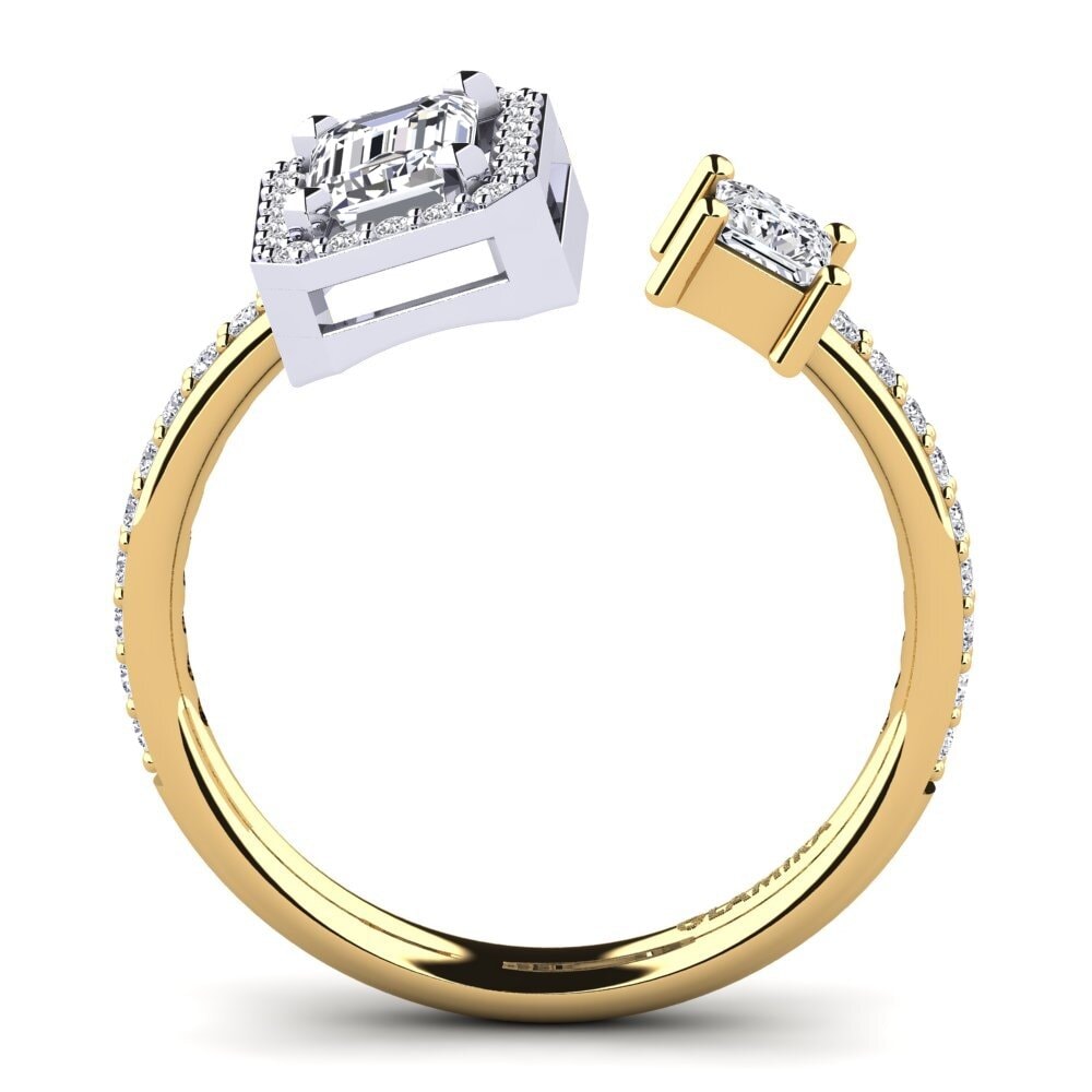 14k Oro Amarillo & Blanco Anillo de compromiso Eirena