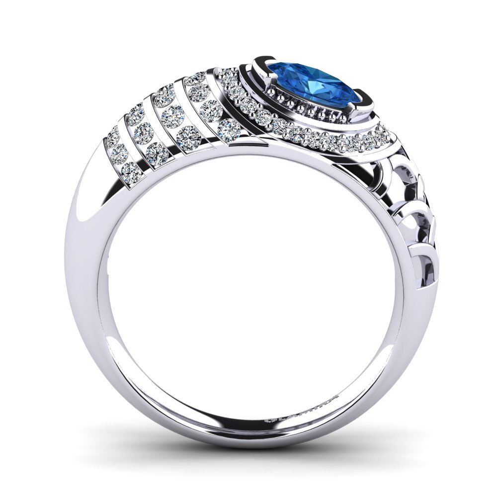 Dark Blue Zirconia Engagement Ring Eirene