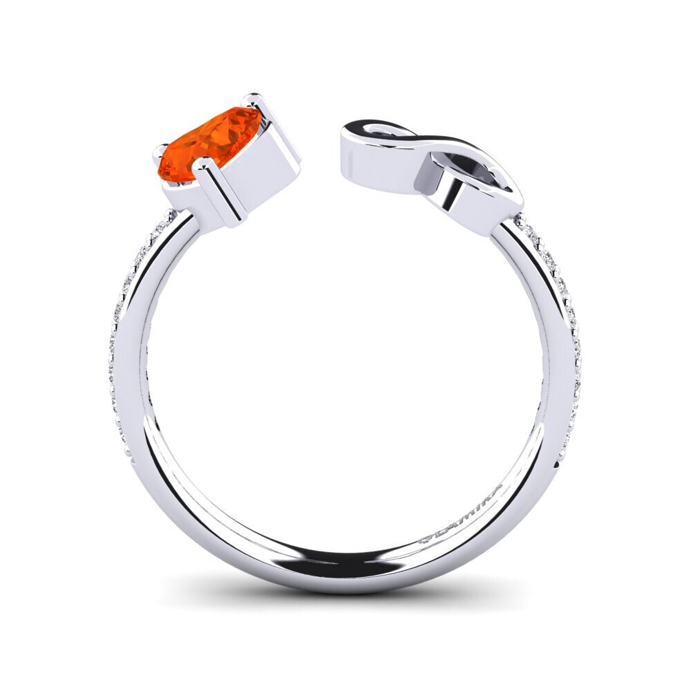 White Silver Fire Opal Ring Ekaterina