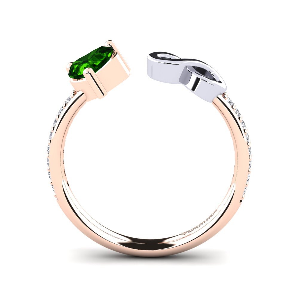 18ct Rose & White Gold Green Tourmaline Ring Ekaterina