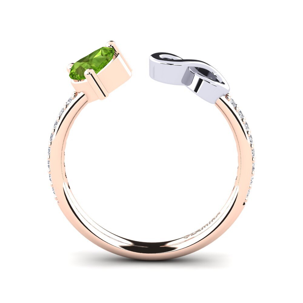 18ct Rose & White Gold Peridot Ring Ekaterina