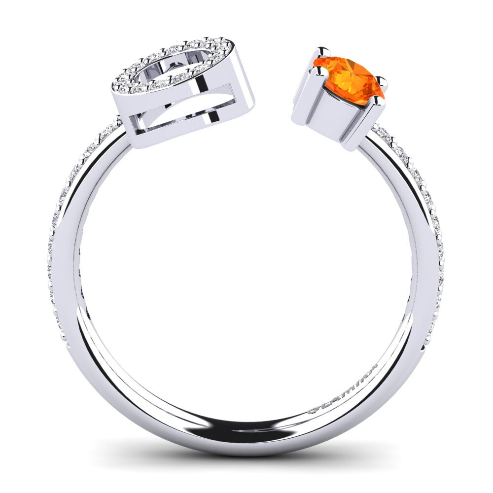 950 Palladium Orange Sapphire Ring Eladia
