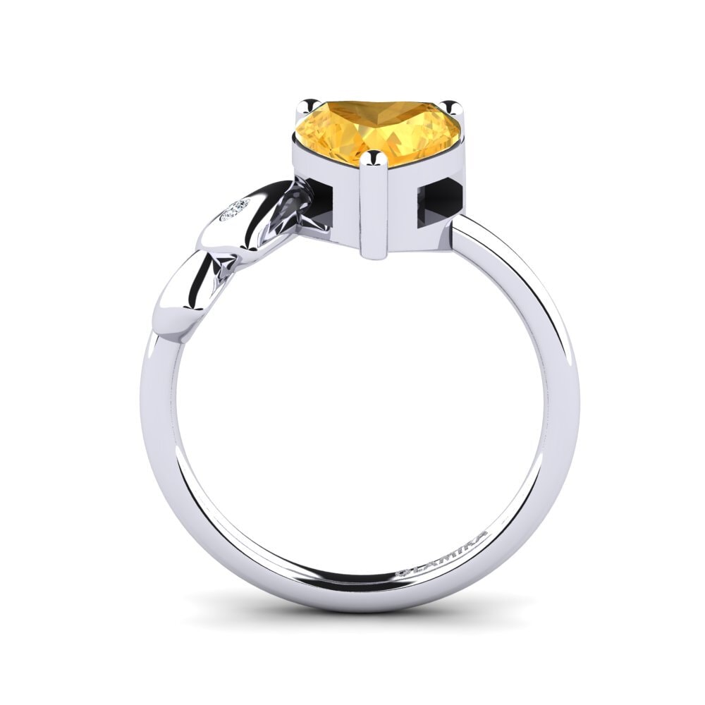 White Silver Citrine Ring Elauna