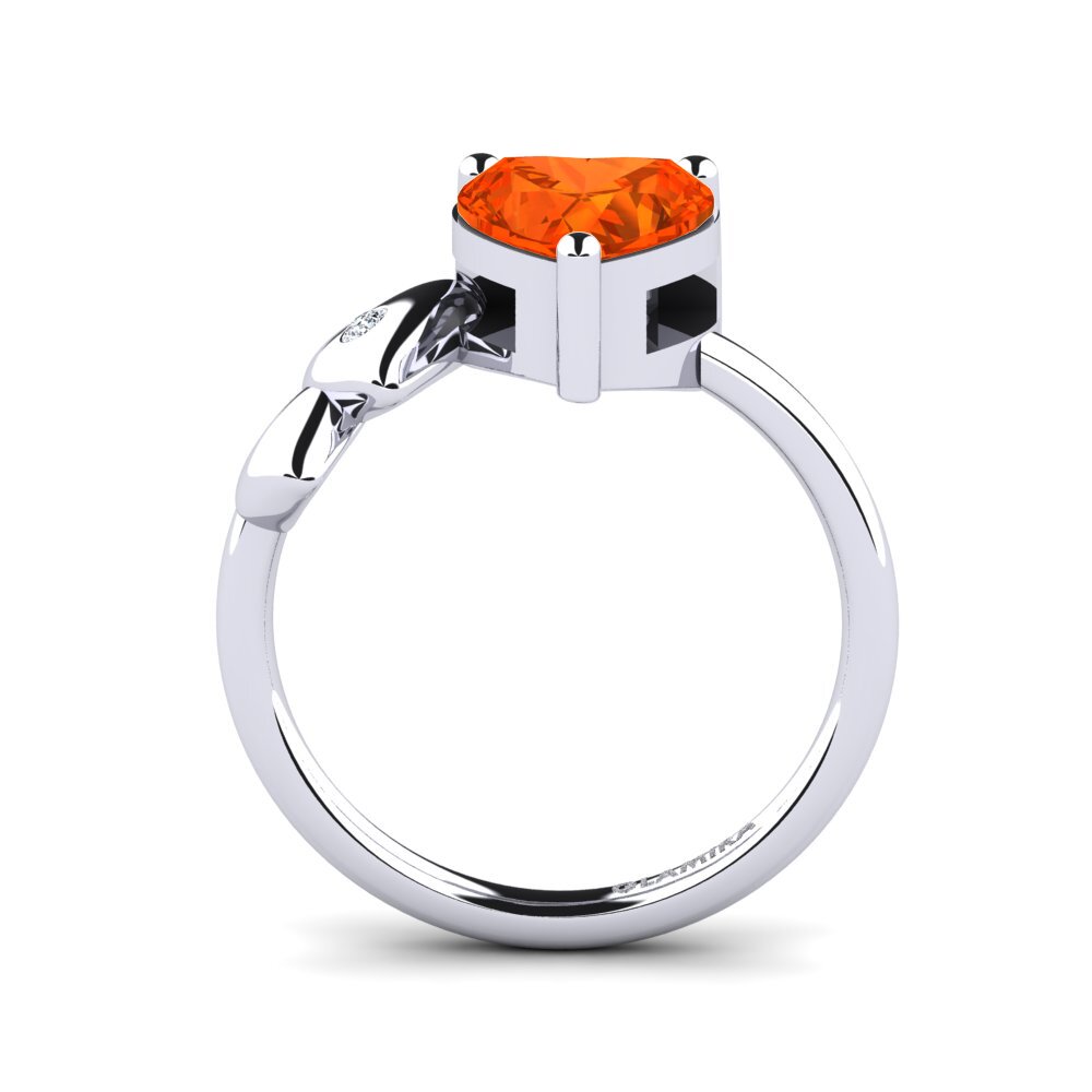 White Silver Fire Opal Ring Elauna