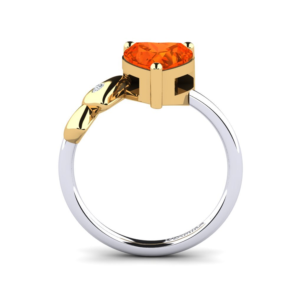 18ct White & Yellow Gold Fire Opal Ring Elauna