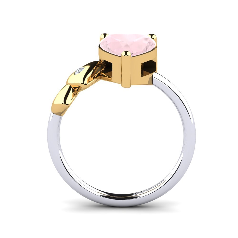 18ct White & Yellow Gold Rose Quartz Ring Elauna