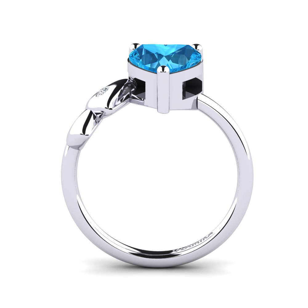 White Silver Blue Topaz Ring Elauna
