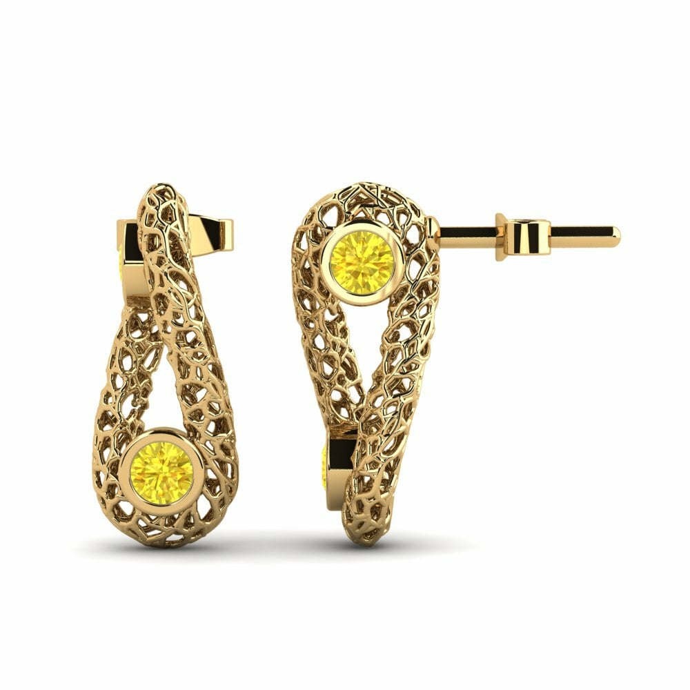 Saphir Jaune Boucle d'oreille femme Elba