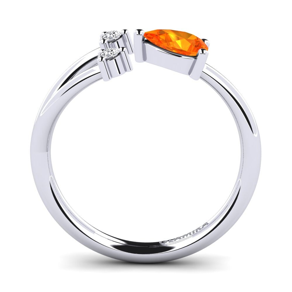 950 Palladium Orange Sapphire Ring Elenora
