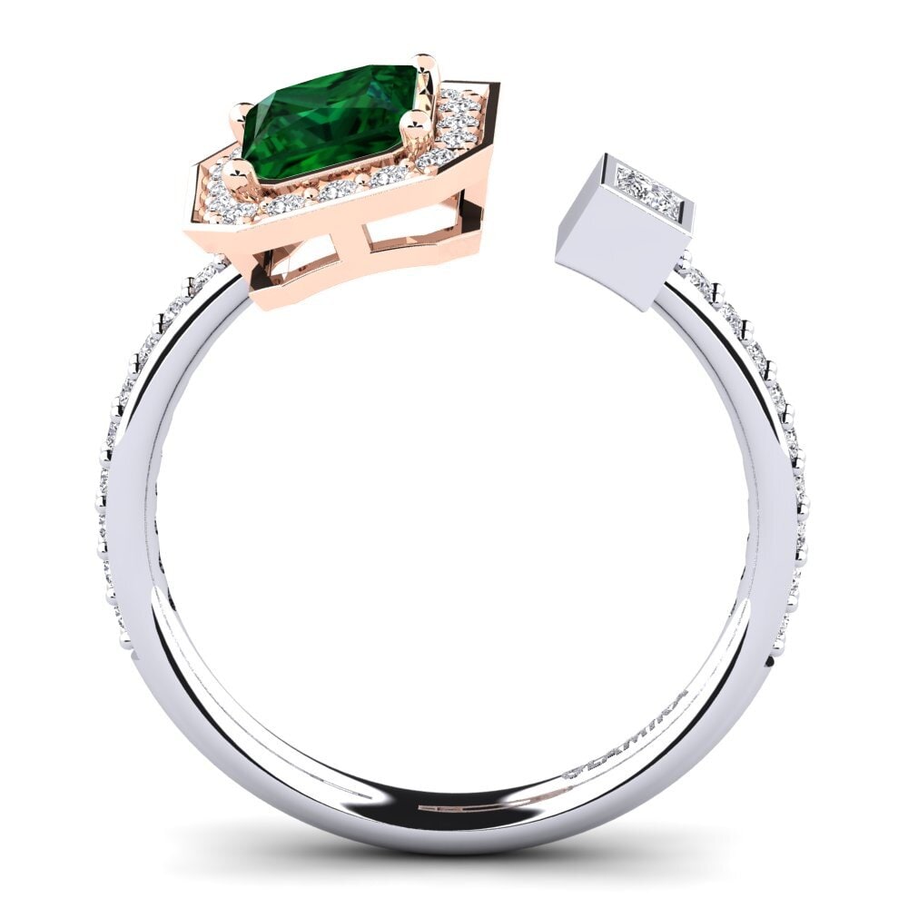 14ct White & Rose Gold Tsavorite Engagement Ring Elfreda