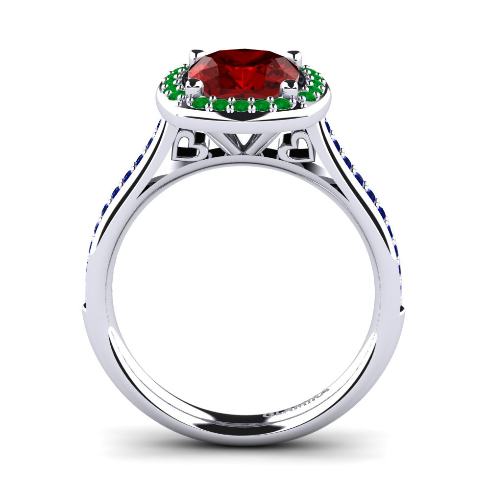 18ct White Gold Ruby (Lab Created) Engagement Ring Elienor
