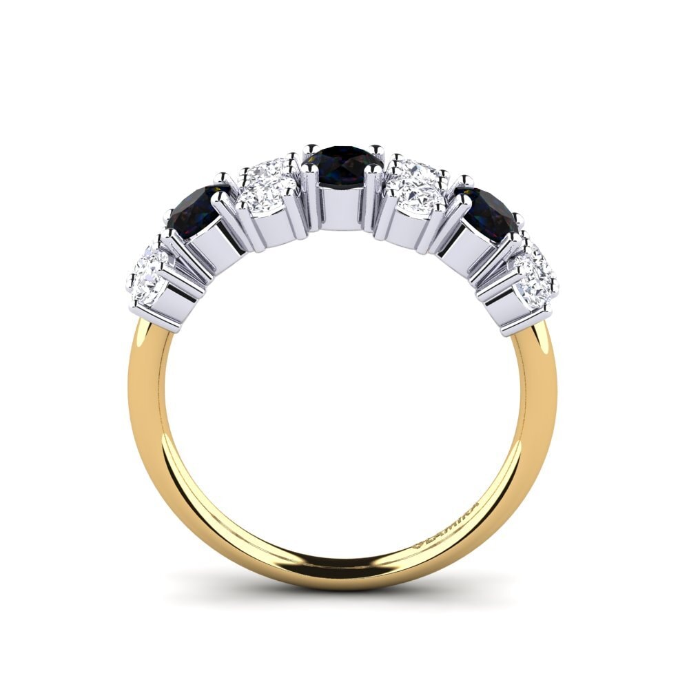 9ct Yellow & White Gold Black Opal Ring Elisha