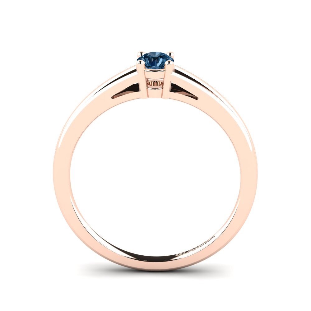 14k Oro Rosa Diamante Azul Anillo de compromiso Ellie