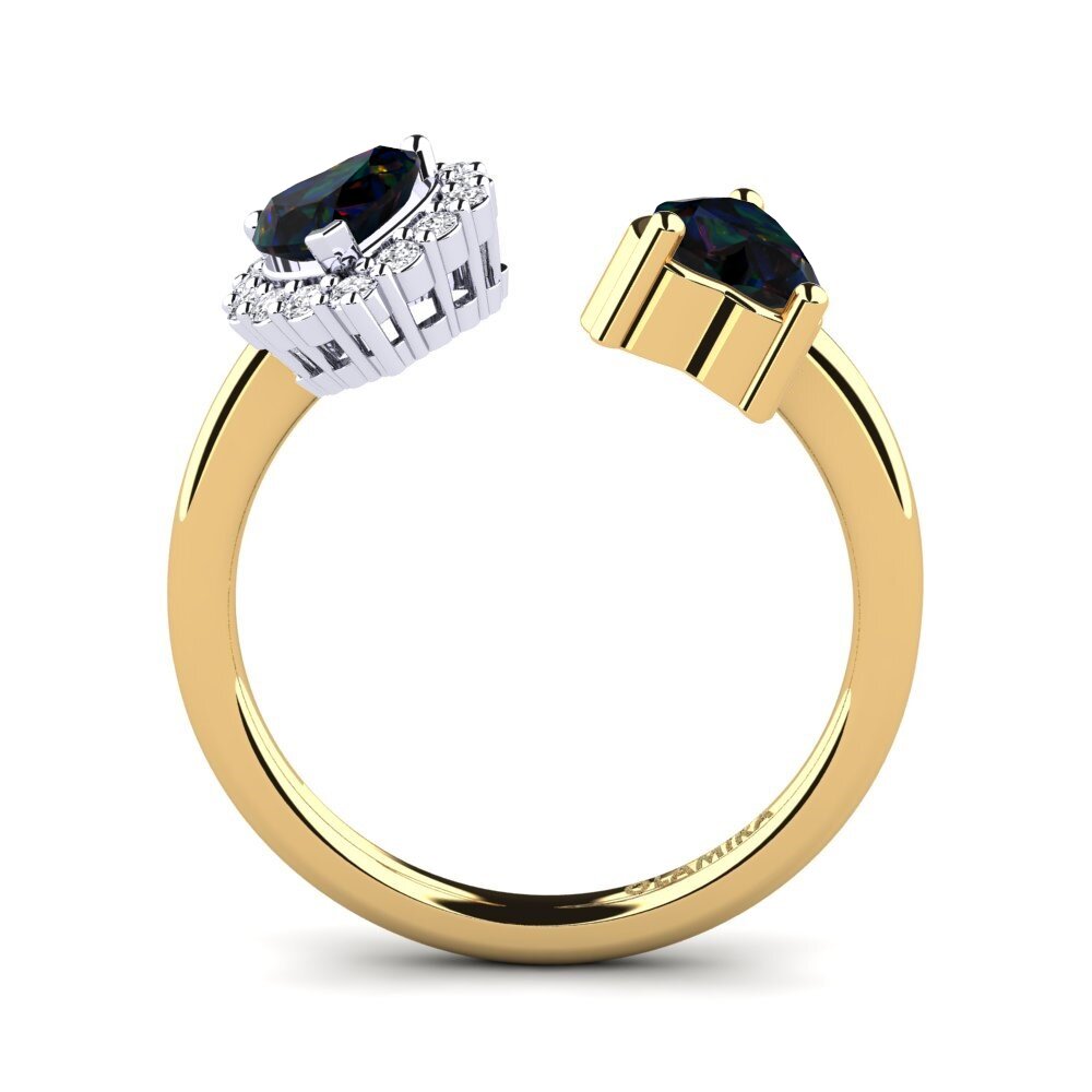 18ct Yellow & White Gold Black Opal Women's Ring Ellish