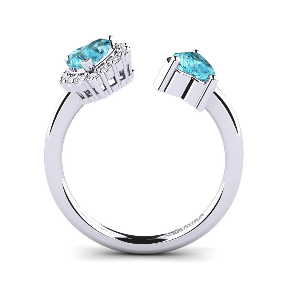 White Silver Blue Zircon Women's Ring Ellish