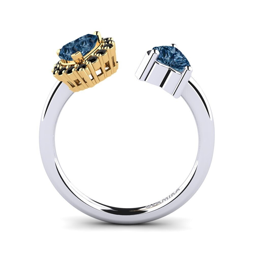 18ct White & Yellow Gold Blue Diamond Women's Ring Ellish