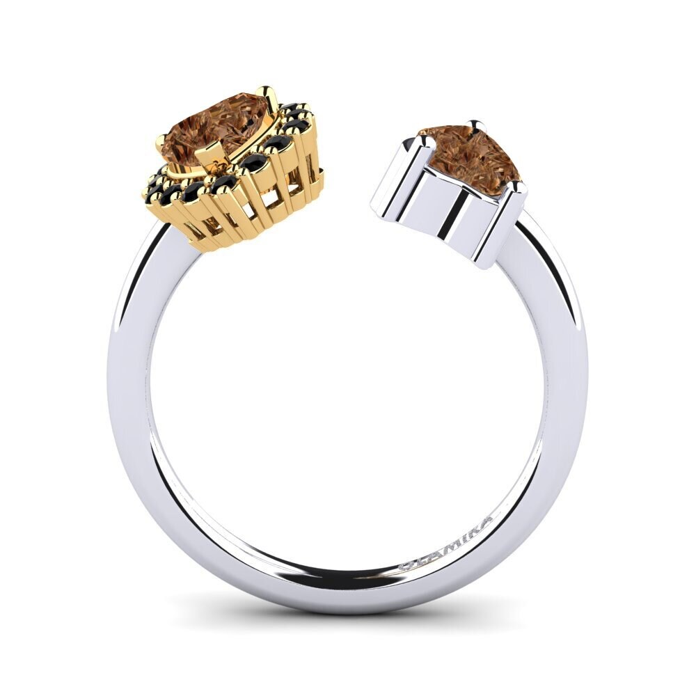 18ct White & Yellow Gold Brown Diamond Women's Ring Ellish