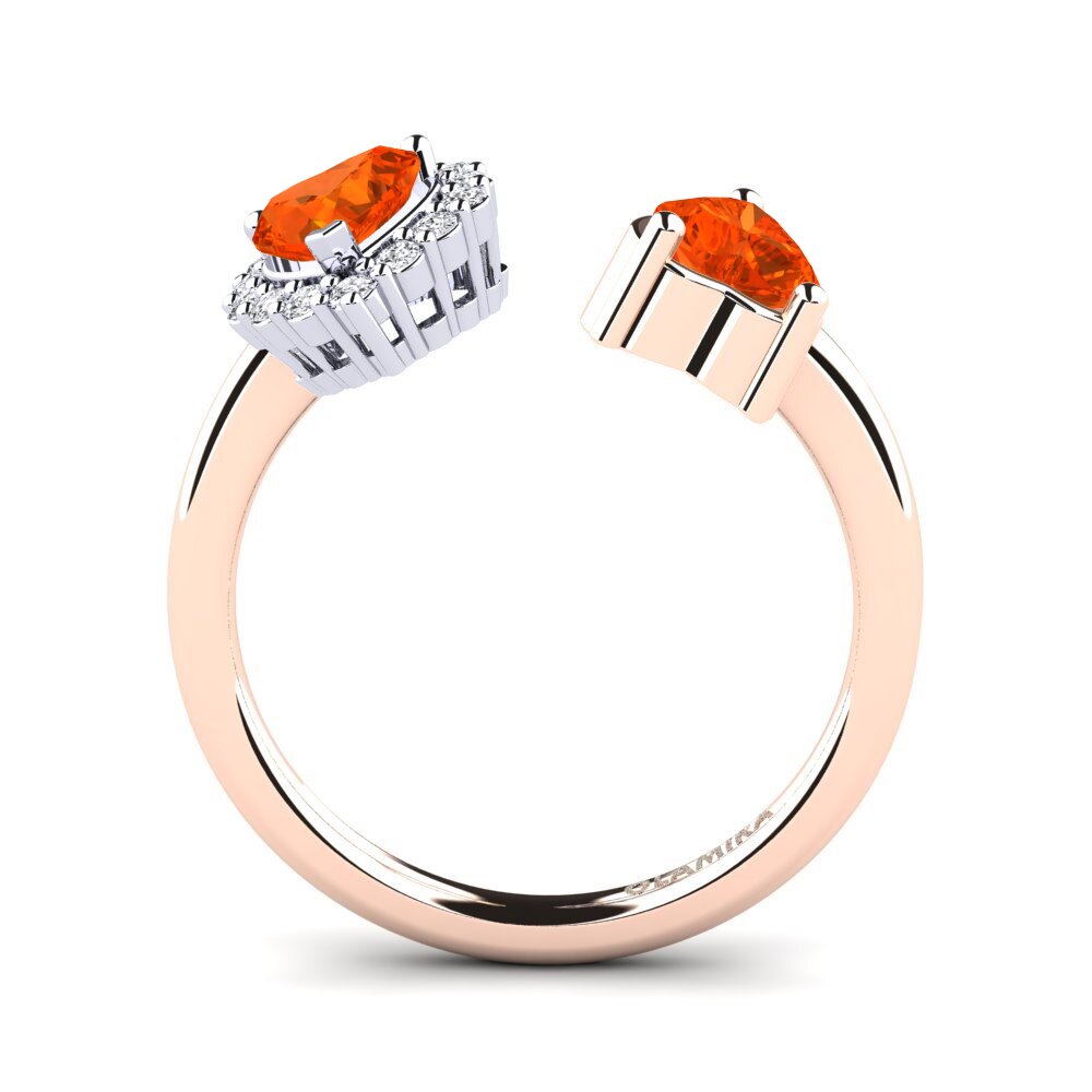 18ct Rose & White Gold Fire Opal Women's Ring Ellish