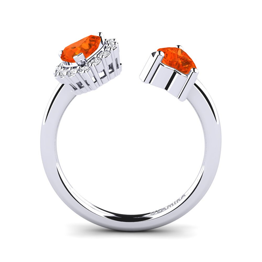 White Silver Fire Opal Women's Ring Ellish