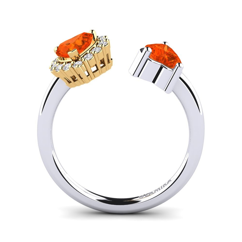 18ct White & Yellow Gold Fire Opal Women's Ring Ellish
