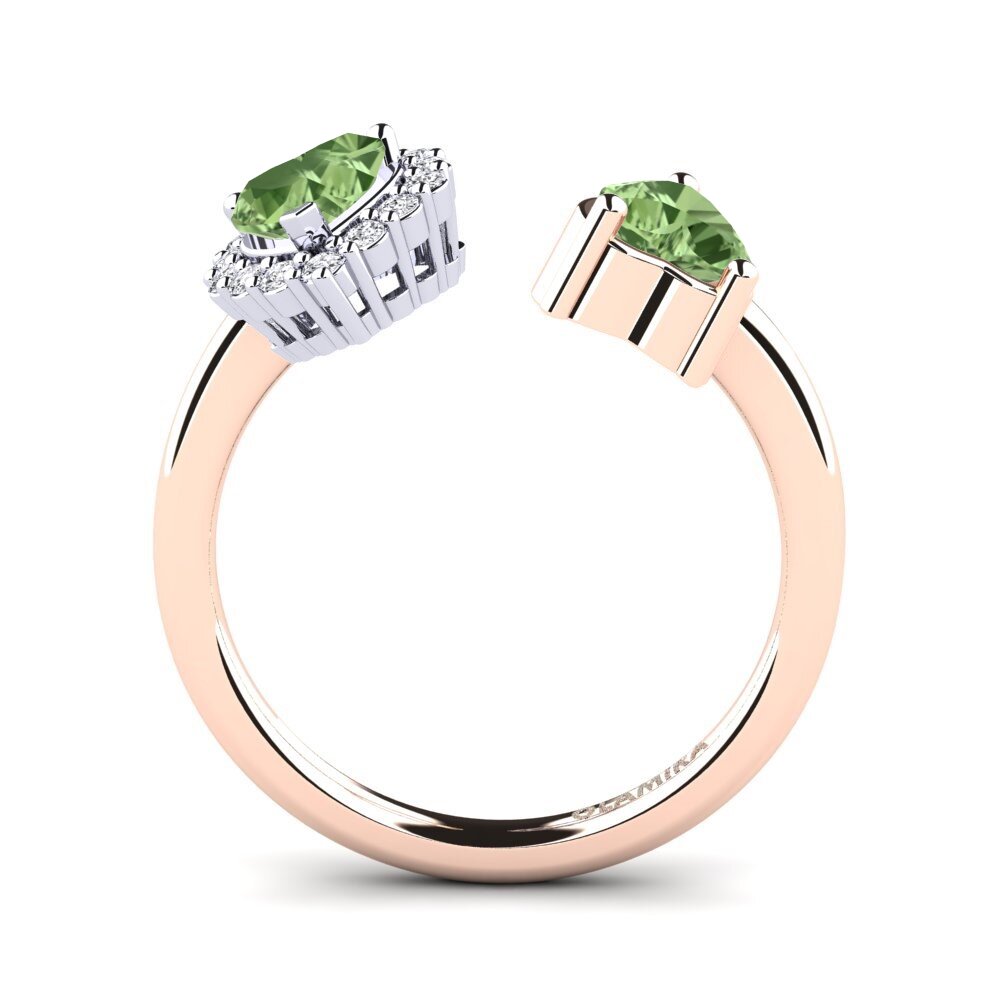 18ct Rose & White Gold Green Sapphire Women's Ring Ellish