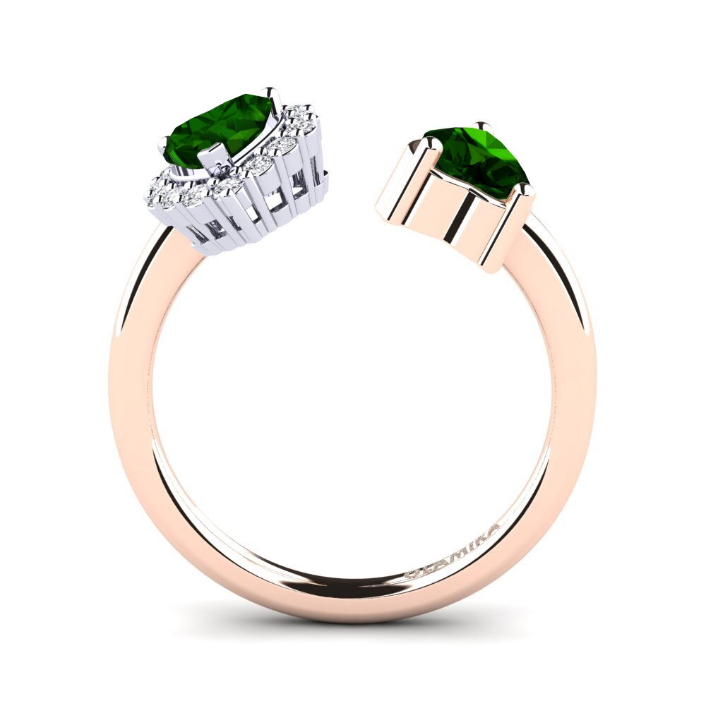 18ct Rose & White Gold Green Tourmaline Women's Ring Ellish