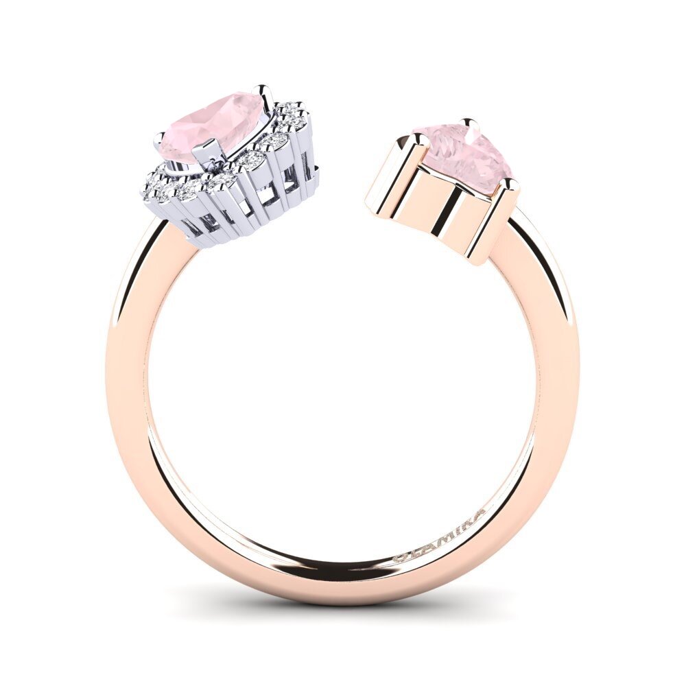 18ct Rose & White Gold Rose Quartz Women's Ring Ellish