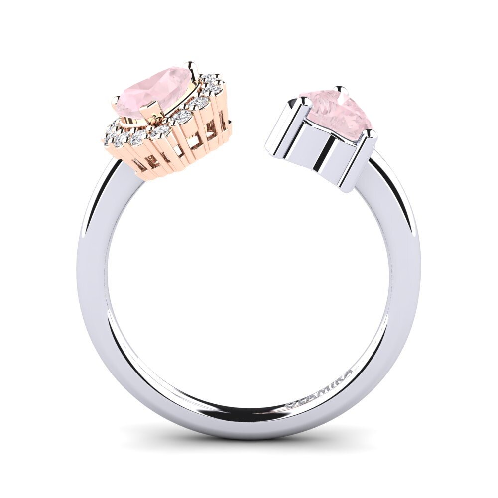 18ct White & Rose Gold Rose Quartz Women's Ring Ellish