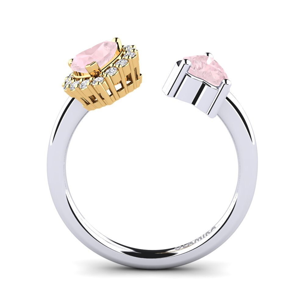 18ct White & Yellow Gold Rose Quartz Women's Ring Ellish