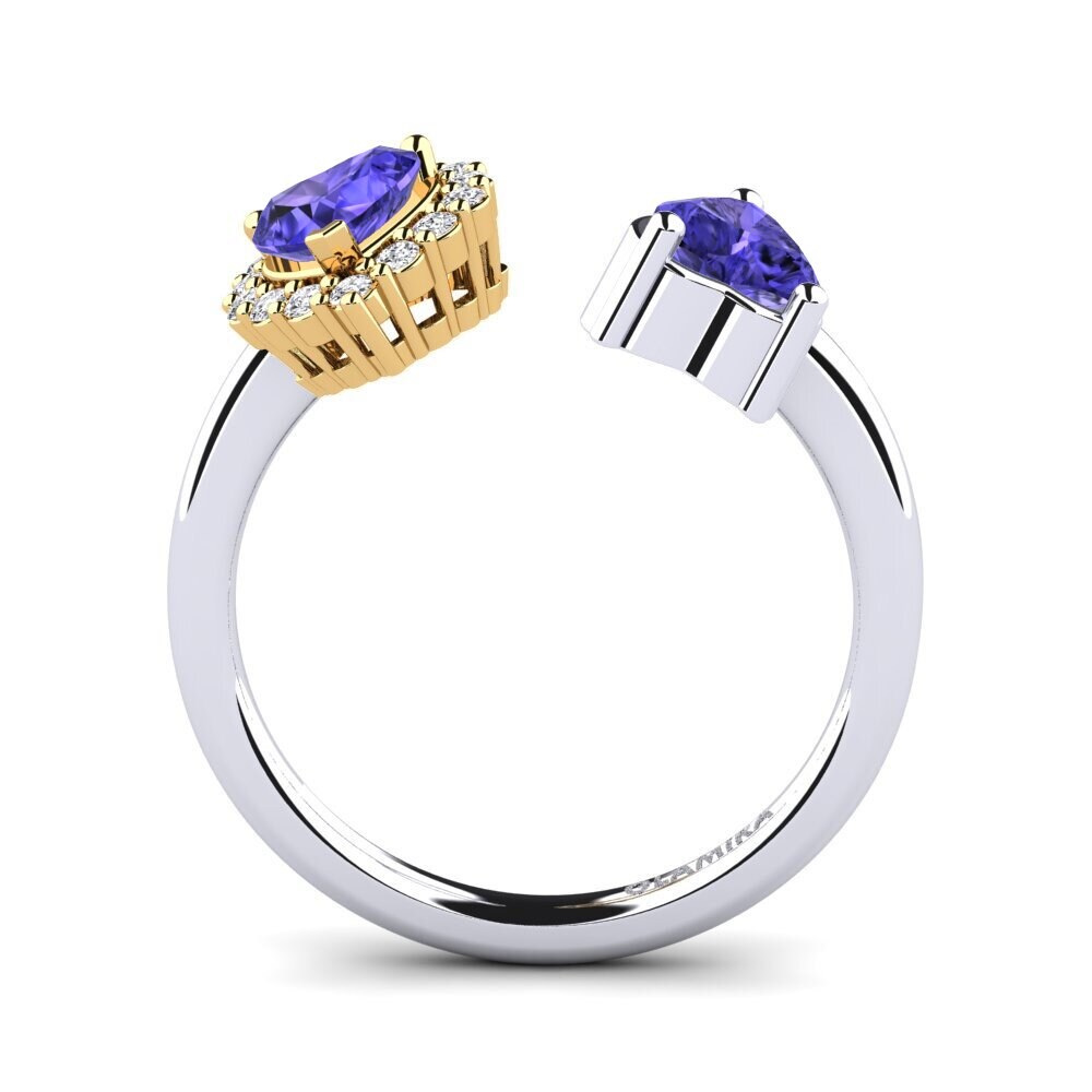 18ct White & Yellow Gold Tanzanite Women's Ring Ellish
