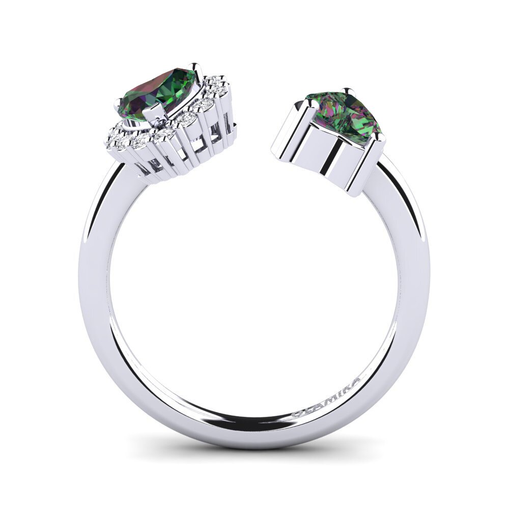 White Silver Mystic Topaz Women's Ring Ellish
