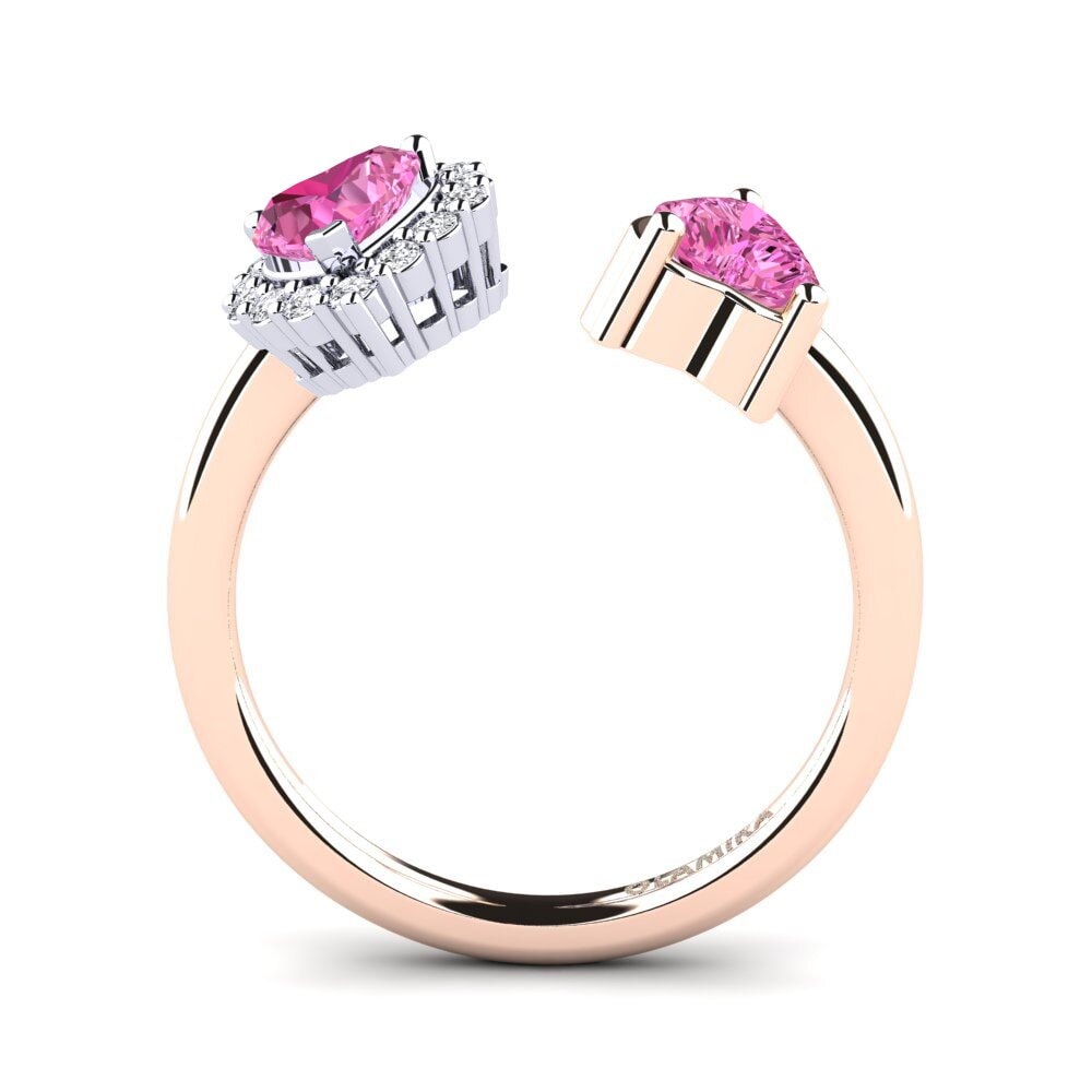 18ct Rose & White Gold Pink Topaz Women's Ring Ellish