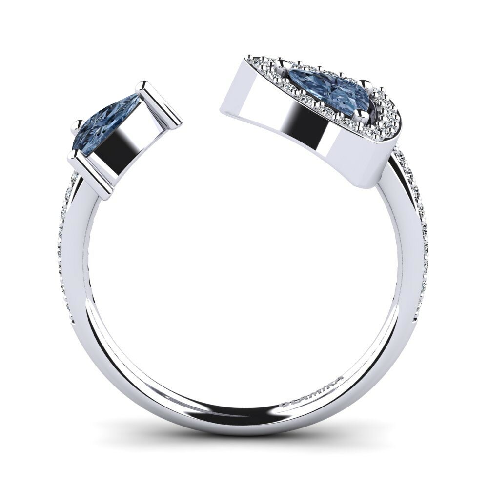 Trillion Diamant Bleu Bague de fiançailles Ellmeria