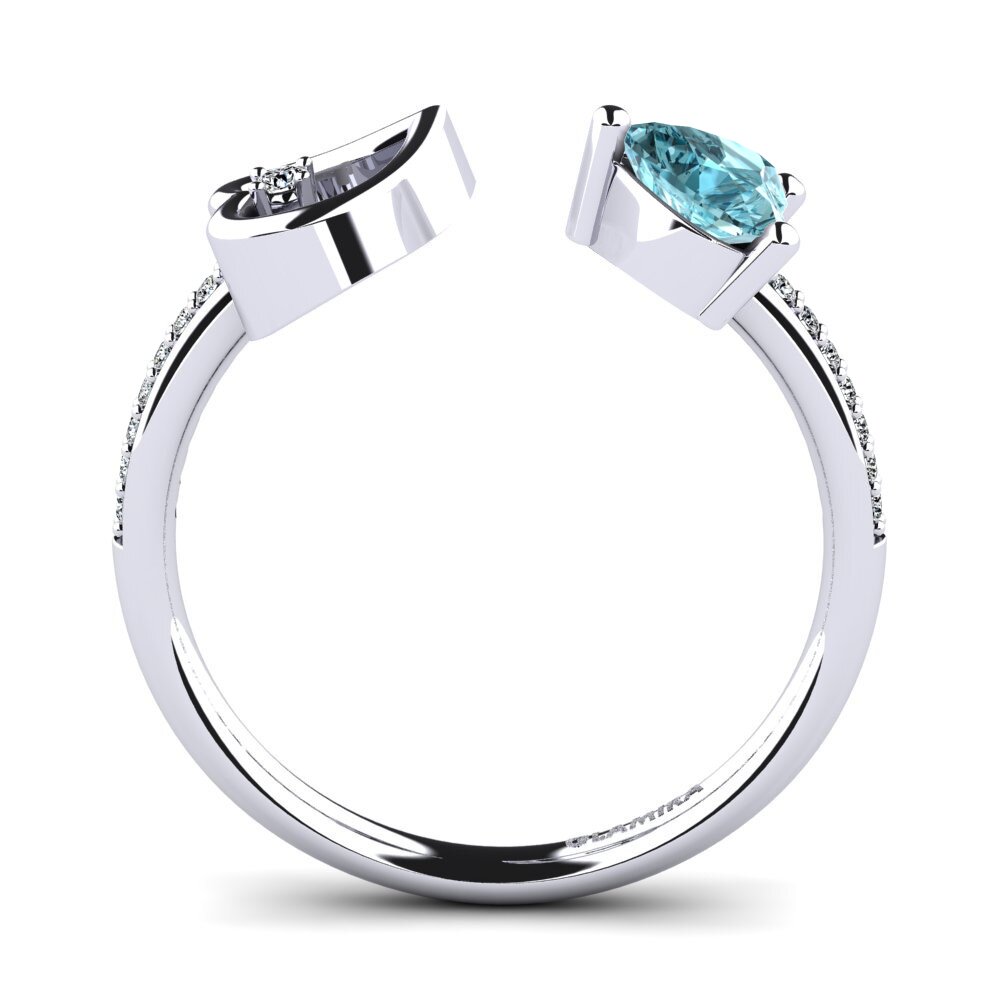 White Silver Blue Zircon Ring Ellura