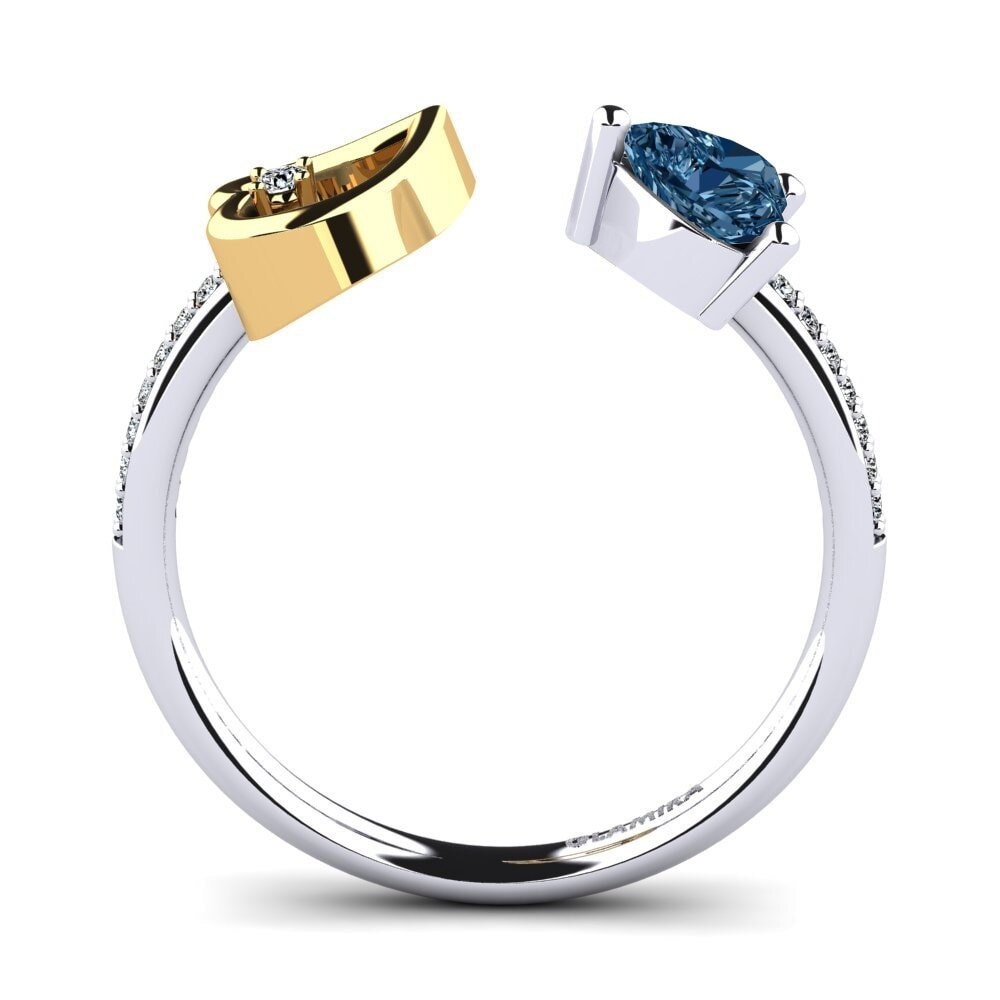 18ct White & Yellow Gold Blue Diamond Ring Ellura
