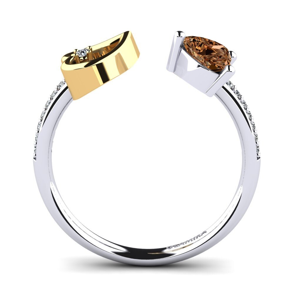 18ct White & Yellow Gold Brown Diamond Ring Ellura
