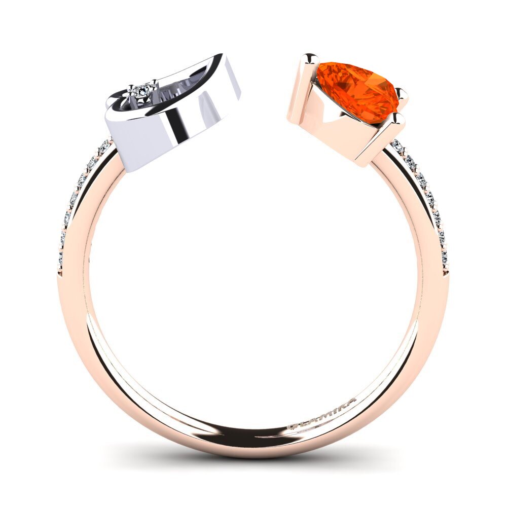 18ct Rose & White Gold Fire Opal Ring Ellura
