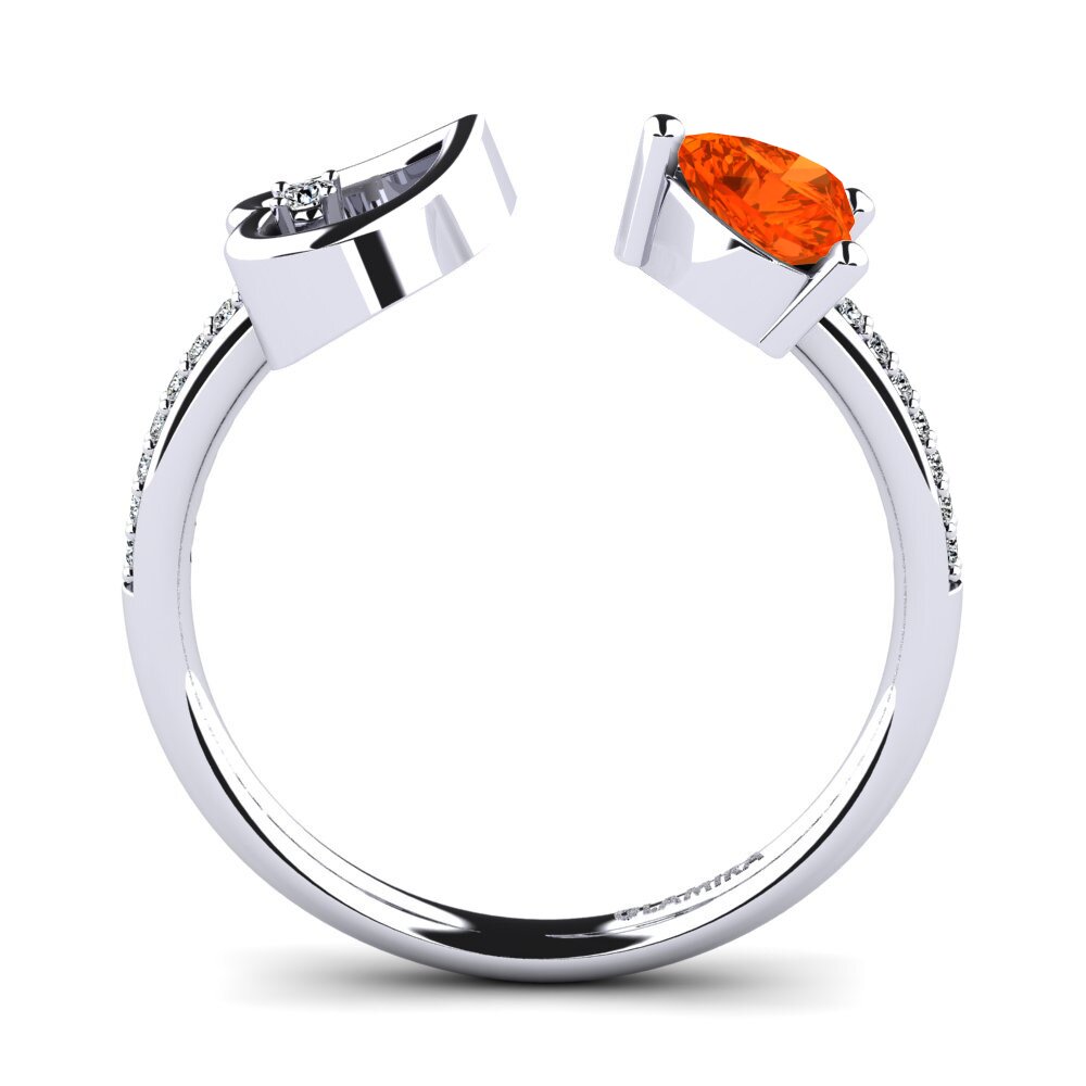 White Silver Fire Opal Ring Ellura